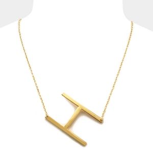 Gold Monogram "H" Large Initial Pendant Necklace